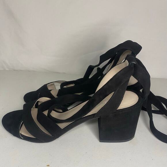 NEW Kenneth Cole Victoria Dressy Open Toe Strappy Black Suede Heel Sandals 10 - Picture 6 of 16